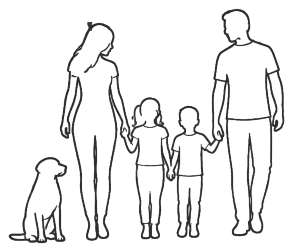 Weißer Familienaufkleber auf transparenter Musterplatte am Schneidetisch in der Edelfoliert Werkstatt