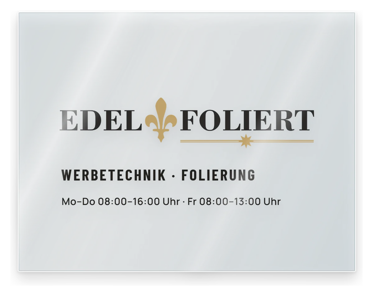 Geplotteter Café-Schriftzug CAFÉ LUMEN mit Logo direkt auf einer Schaufensterscheibe
